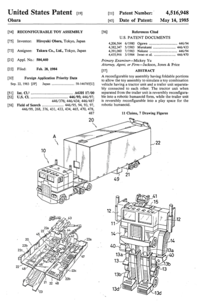 US Patent #4,516,948 Reconfigurable Toy Assembly AKA the 